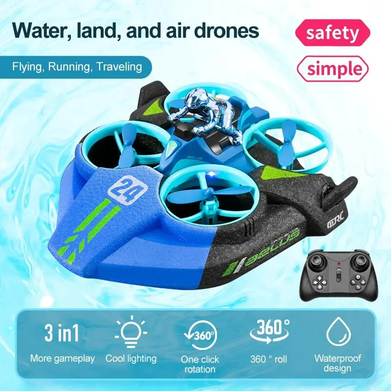 3-in-1 RC Mini Drone – Air, Land & Water