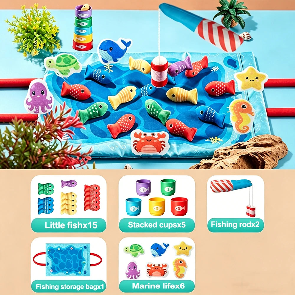 Fabric Fishing – All Pieces Laid Out | Toki Toy Box