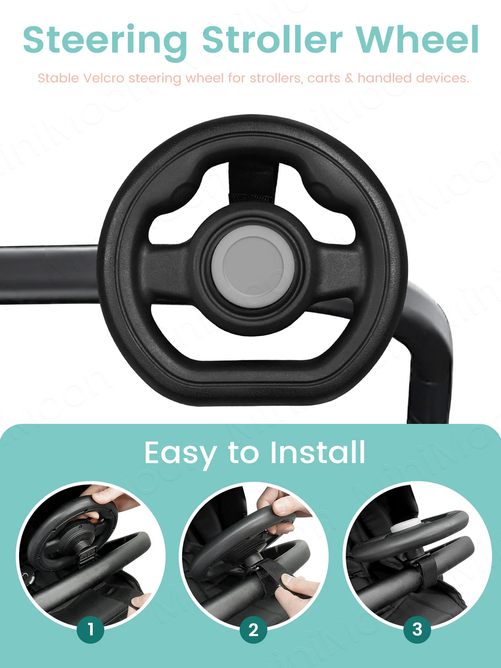Pretend Steering Wheel Attachment for Strollers & Carts