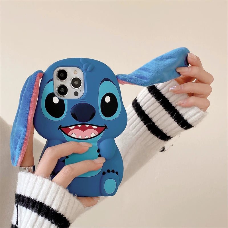Cute Alien Plush Ear iPhone Case – Soft Strap Cover – Side View | Toki Toy Box