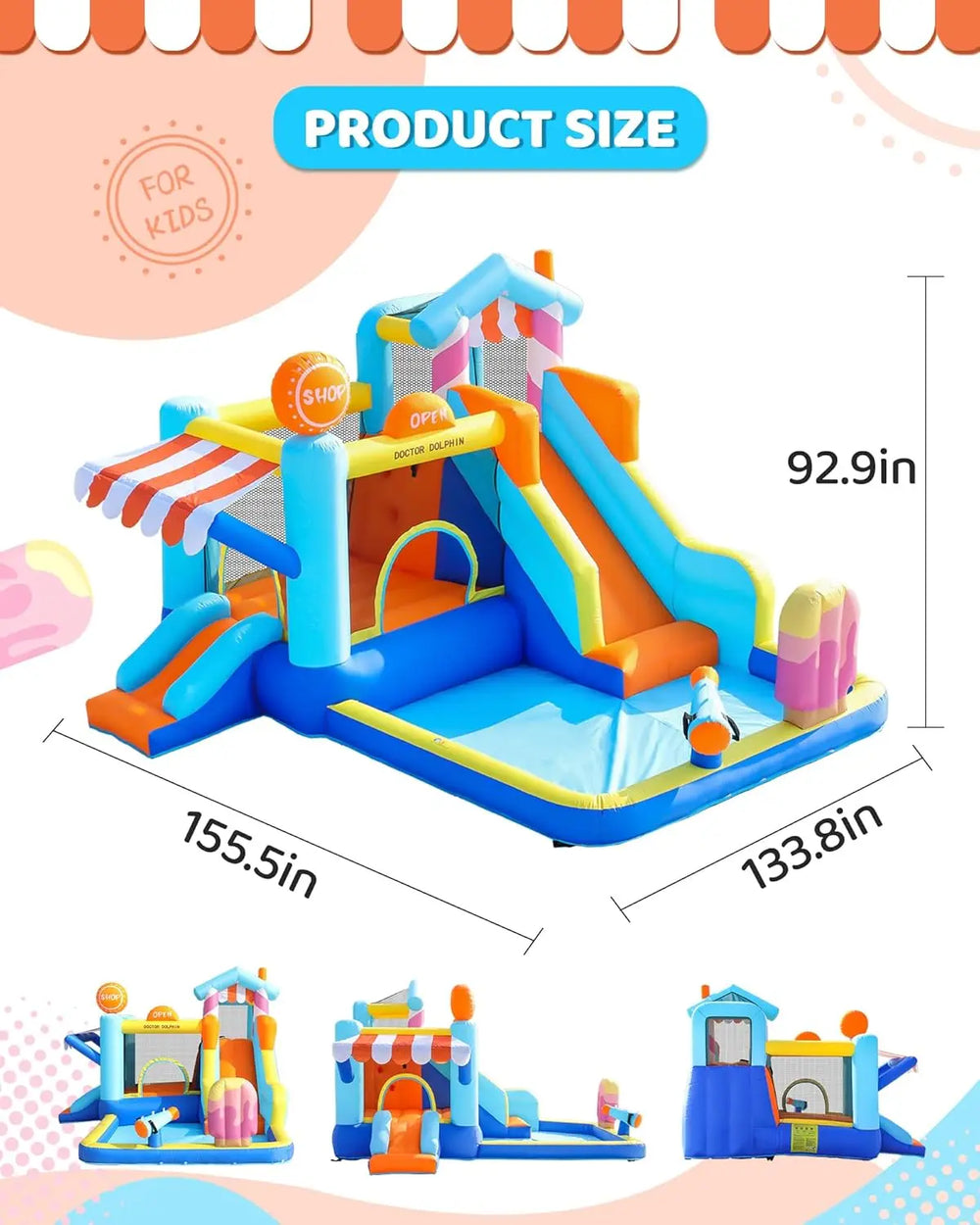 Kids Inflatable Bounce House with Double Slides