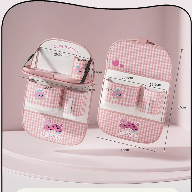 Kids Car Seat Organizer – Cartoon Kick Mat – Side View | Toki Toy Box