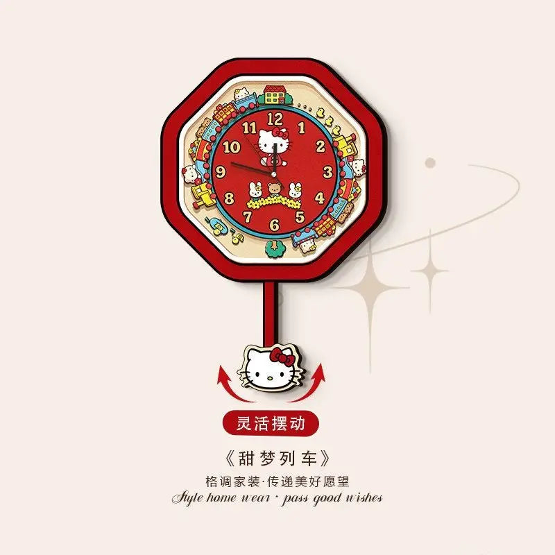 Kawaii Dream Train Pendulum Wall Clock for Cute Room Decor