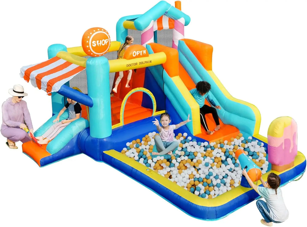 Kids Inflatable Bounce House with Double Slides