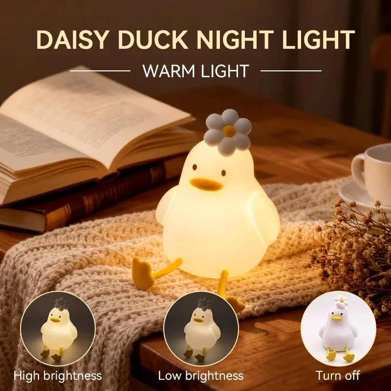 Cute duck night light with soft touch switch