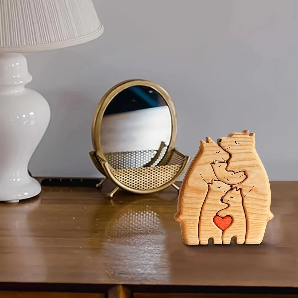 Bear Family Hug Puzzle – Wooden Desktop Gift