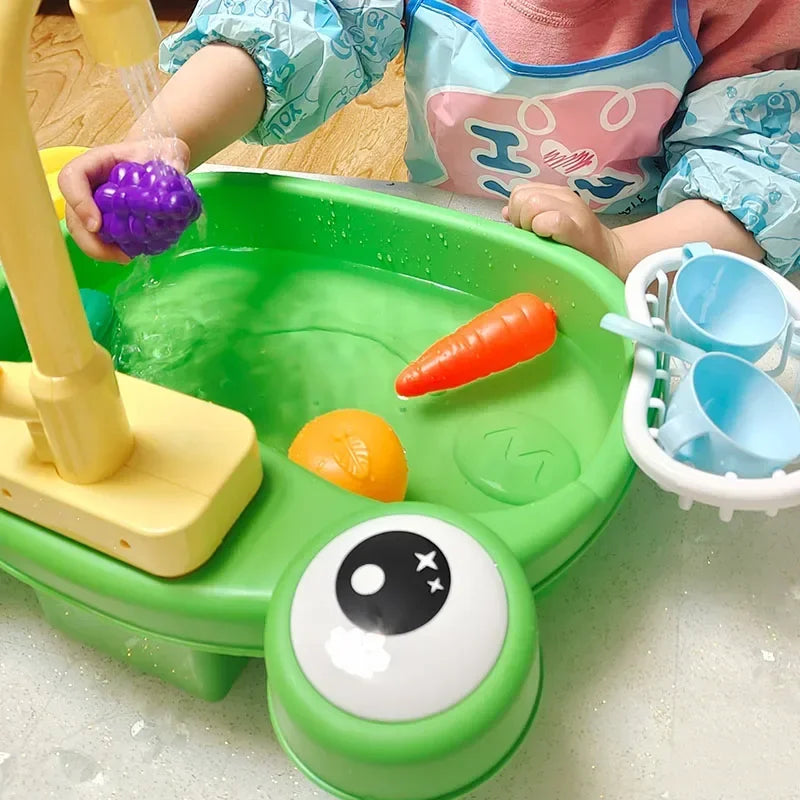 Kids Kitchen Sink Play Set with Running Water – Side View | Toki Toy Box