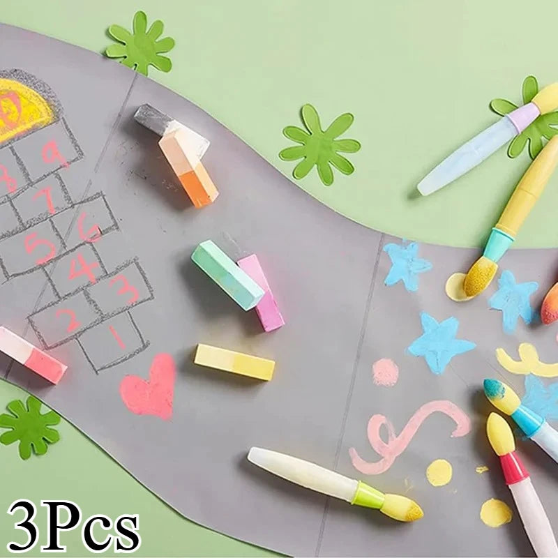 Sponge Chalk Brushes 3-Pack Outdoor Art Set | Toki Toy Box