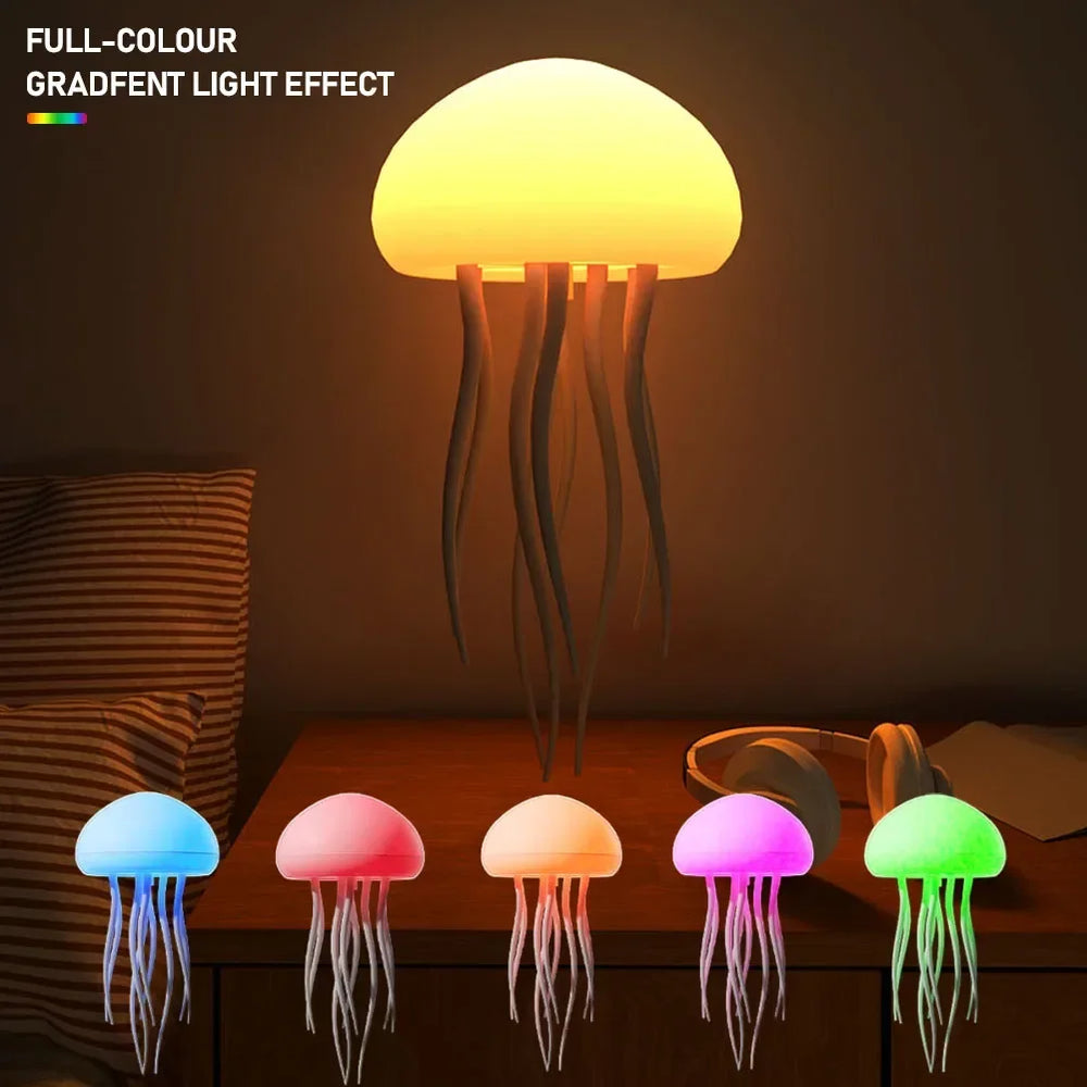 RGB Jellyfish Night Lamp – Voice Control Glow – Side View | Toki Toy Box