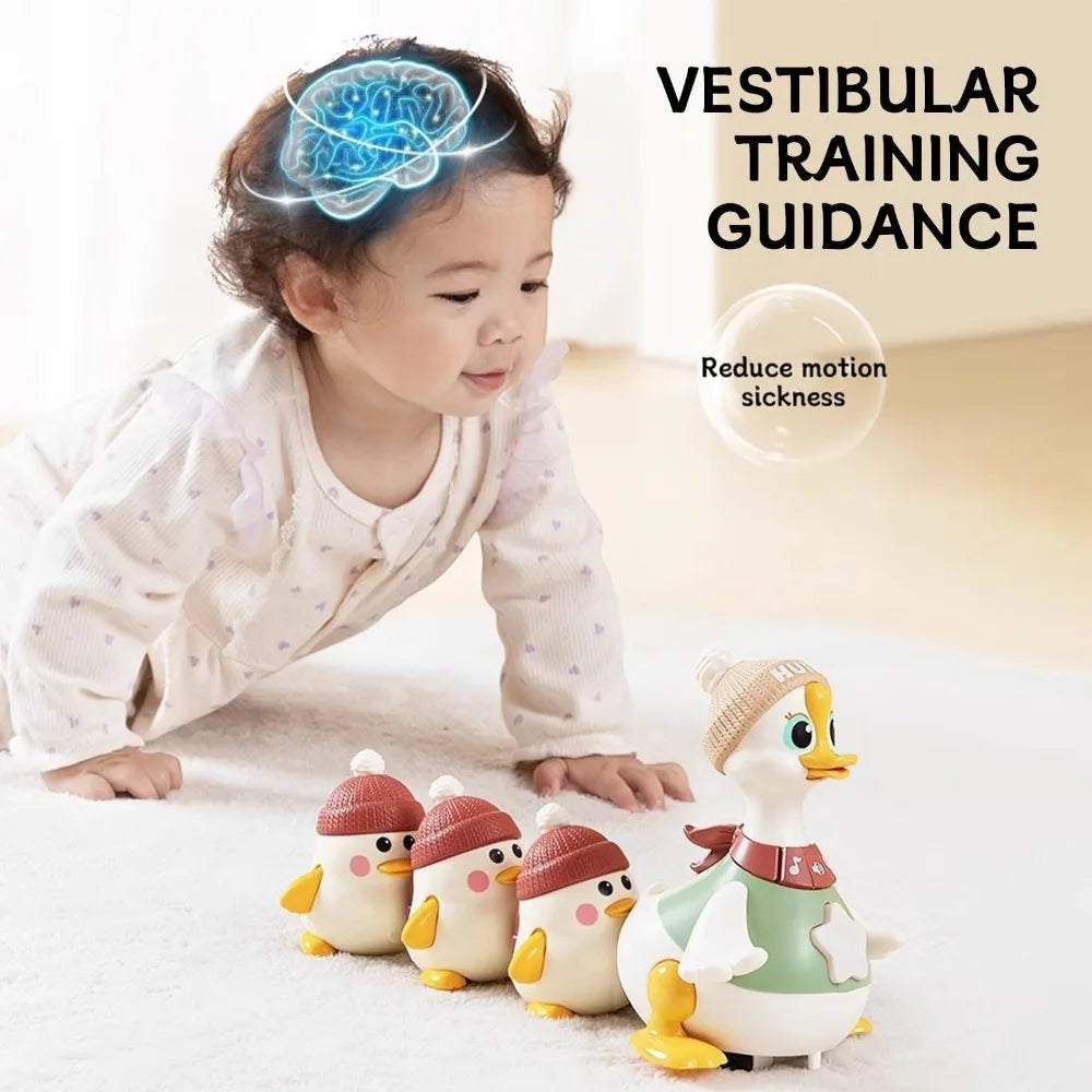 Crawling Duck Family Toy – Light-Up Musical Waddler