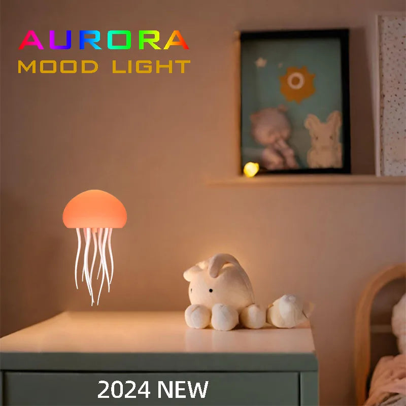 RGB Jellyfish Night Lamp – Voice Control Glow – In Use | Toki Toy Box