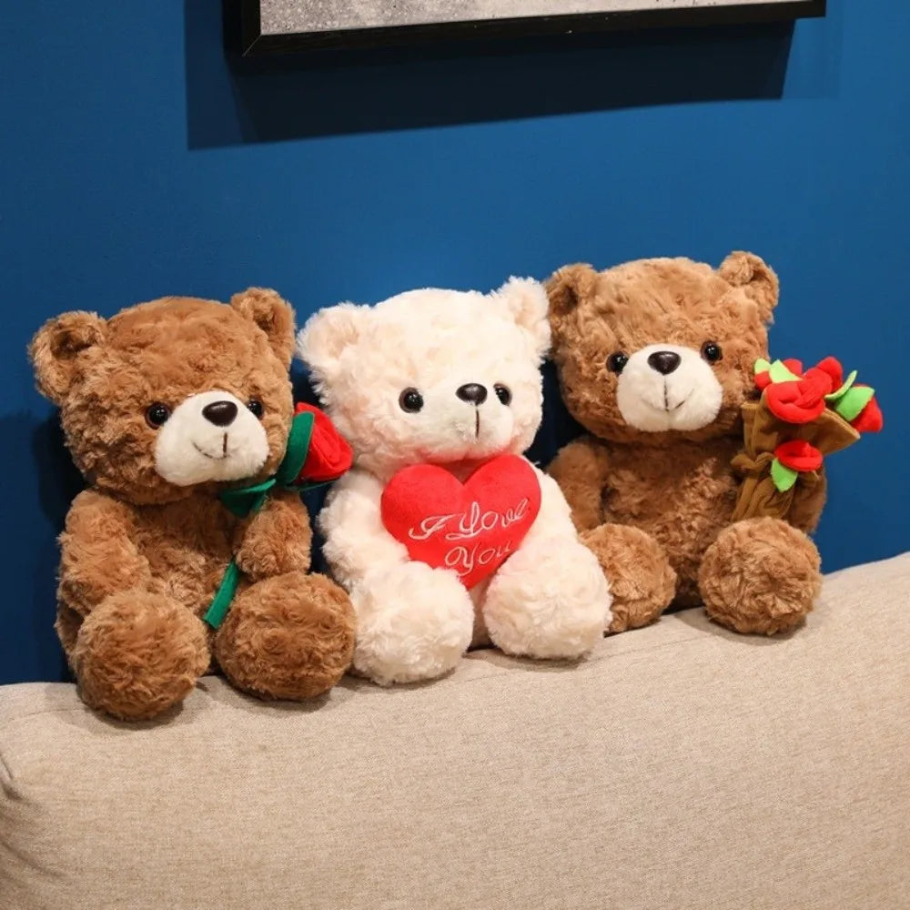 Rose Heart Teddy Plush – Cute Gift Bear - Toki Toy Box