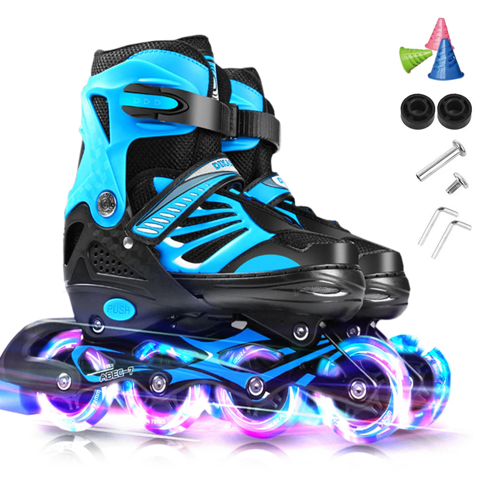 Adjustable Kids Inline Skates with Light-Up Wheels