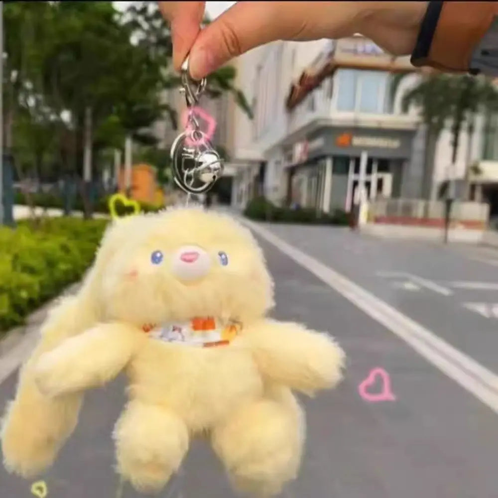 Floral Plush Bunny Keychain – Cute Long-Leg Bag Charm – Size Reference | Toki Toy Box