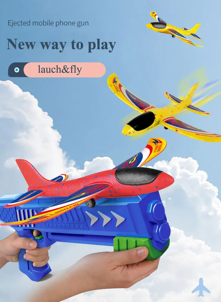 Foam Plane Launcher Set – Long Range Outdoor Fun for Kids