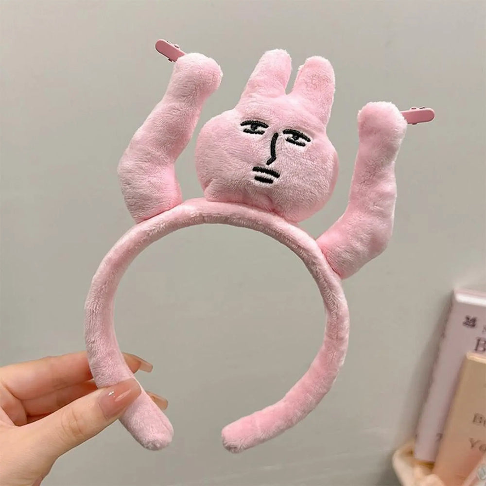 Pink Bunny Plush Headband – Soft Cute Hair Accessory – Side View | Toki Toy Box