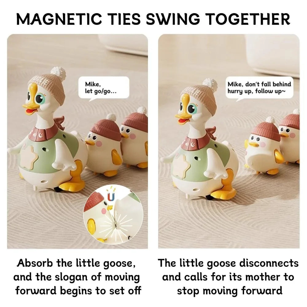 Crawling Duck Family Toy – Light-Up Musical Waddler