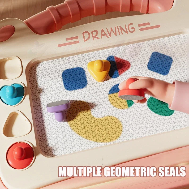 Green magnetic drawing board shown flat