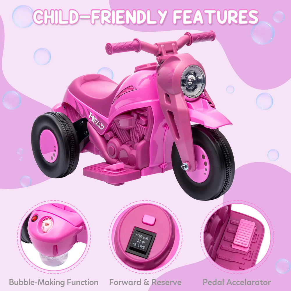 Kids Ride-On Bubble Motorcycle with Lights & Music