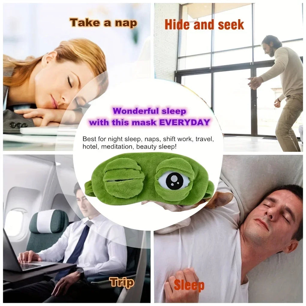 Cute 3D Frog Sleep Mask – Soft Plush Eye Shade