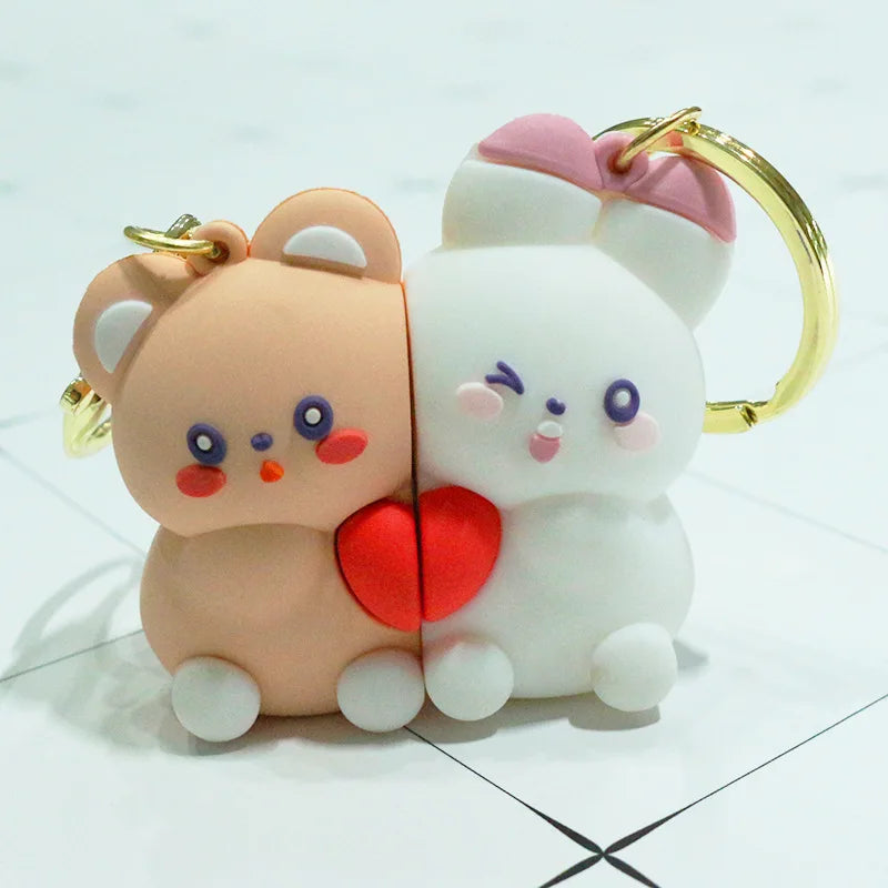 Magnetic Panda Couple Keychain – Cute Backpack Charm - Toki Toy Box