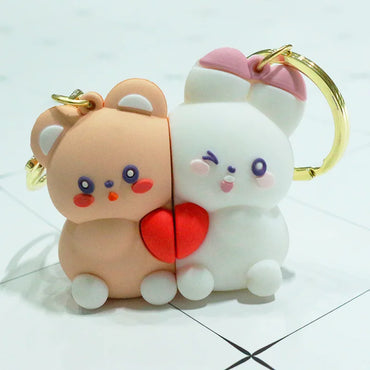 Magnetic Panda Couple Keychain – Cute Backpack Charm - Toki Toy Box