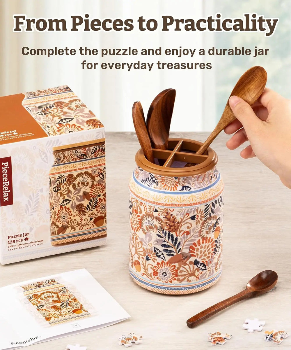3D Puzzle Storage Jar – 128-Piece DIY Desk Organizer