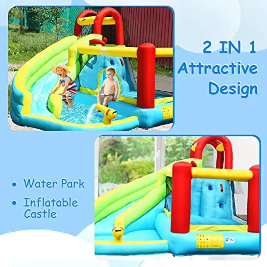 6-in-1 Inflatable Water Slide Park for Kids