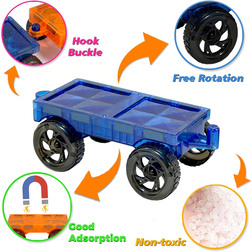 2-Pack Magnetic Car Base for Building Blocks