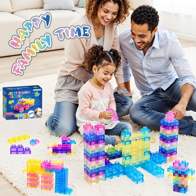 40-Piece Squishy Jelly Blocks – Sensory Building Set