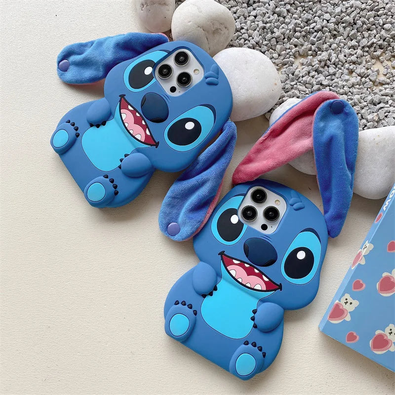 Cute Alien Plush Ear iPhone Case – Soft Strap Cover – In Use | Toki Toy Box