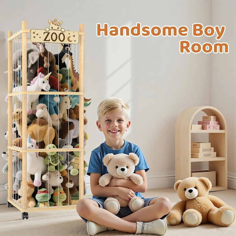 56" Plush Toy Storage Tower on Wheels - Toki Toy Box