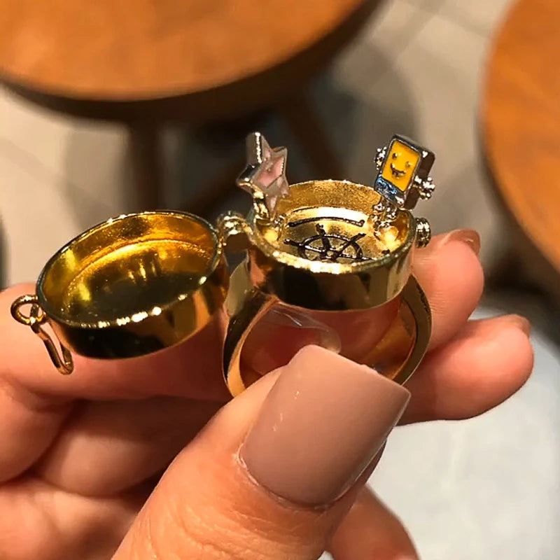 Adjustable BFF ring held between finger and thumb for scale