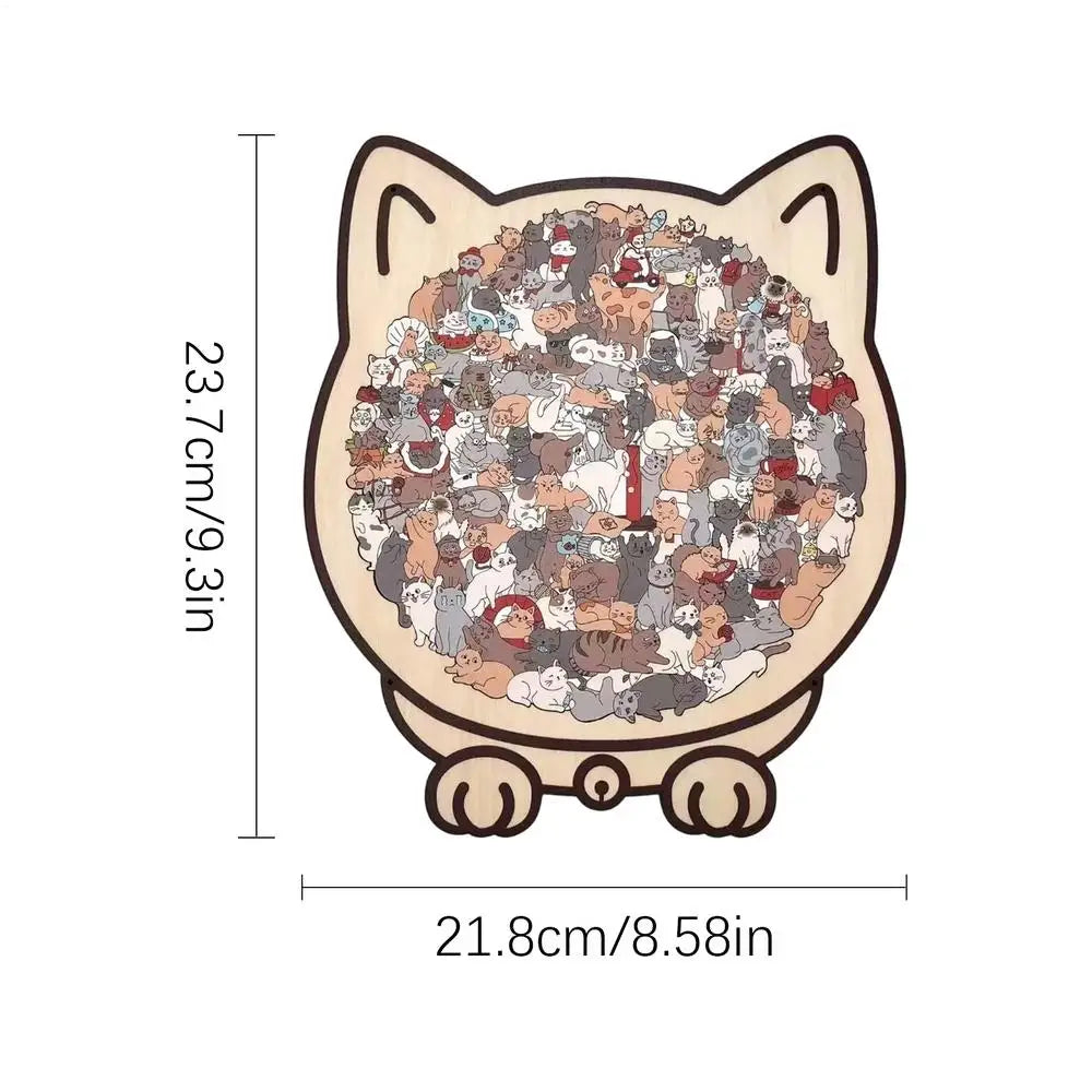 Cat-Shaped Wooden Puzzle – 135-Piece Brain Teaser
