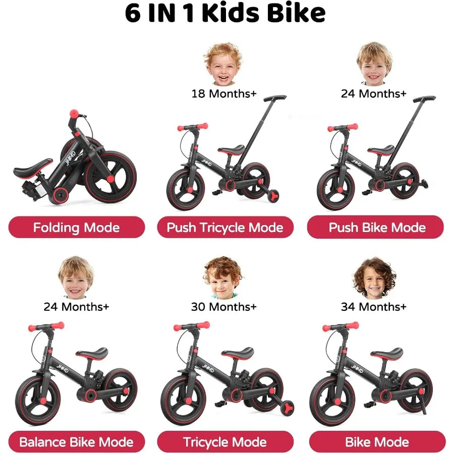 6-in-1 Foldable Toddler Balance Bike – Grow-With-Me Ride – Side View | Toki Toy Box