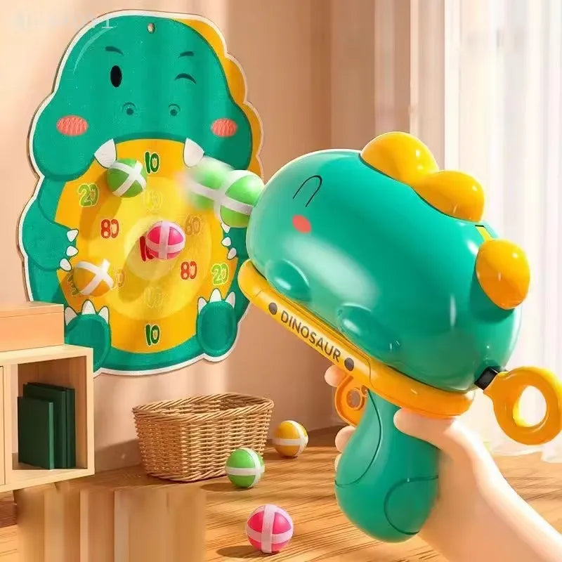 Dino Catapult Dart Game – Sticky Ball Target Fun – Side View | Toki Toy Box