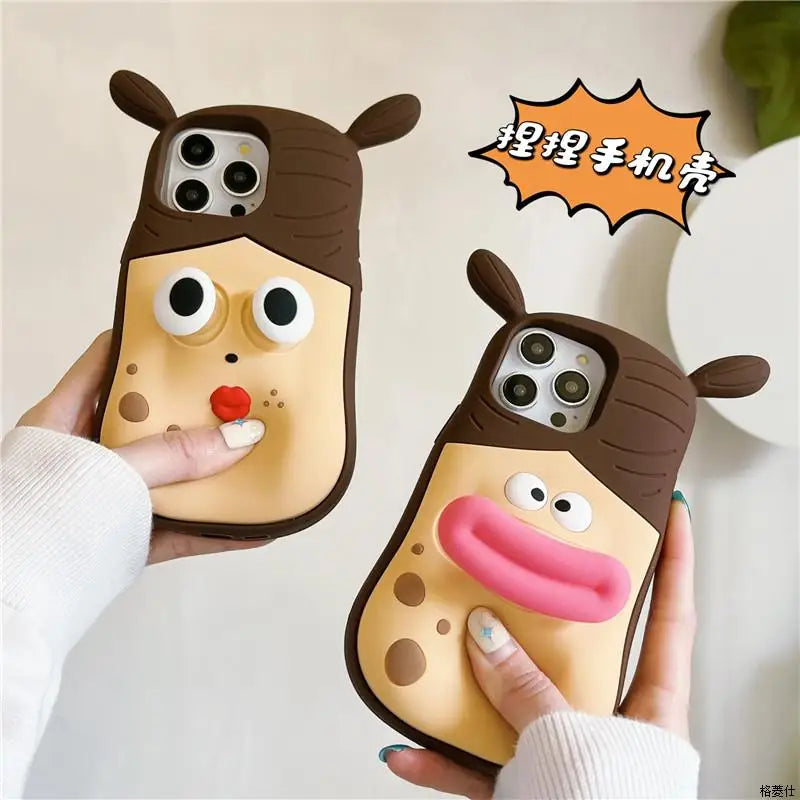 Funny Pinch Phone Case – Anti-Drop Cute Cover for iPhone – Side View | Toki Toy Box