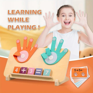 Wooden Arithmetic Learning Board with Number Blocks & Math Cards – For Kids 3+