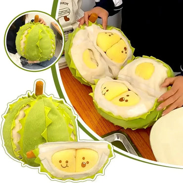 Creative Detachable Durian Plush Toy – Soft, Cute Peeling Fruit Pillow Doll