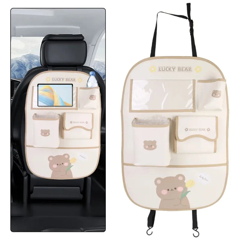 Kids Car Seat Organizer – Cartoon Kick Mat – Tablet Holder Detail | Toki Toy Box