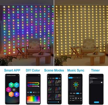 3M RGB LED Smart Curtain Lights – USB Powered with Bluetooth App Control