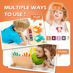 Wooden Arithmetic Learning Board with Number Blocks & Math Cards – For Kids 3+