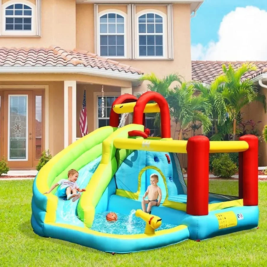 6-in-1 Inflatable Water Slide Park for Kids