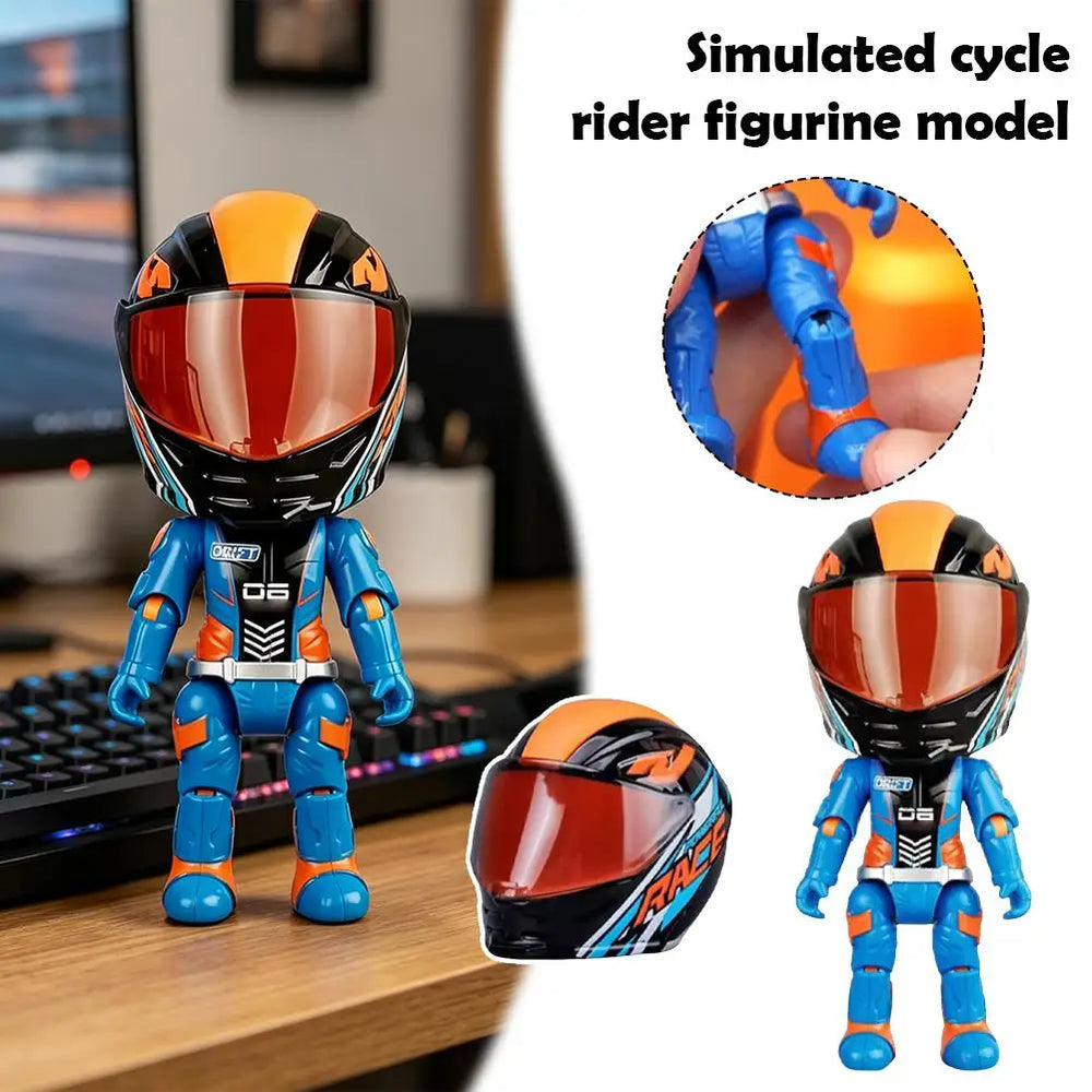 Poseable Motorcycle Rider Figure with Removable Helmet