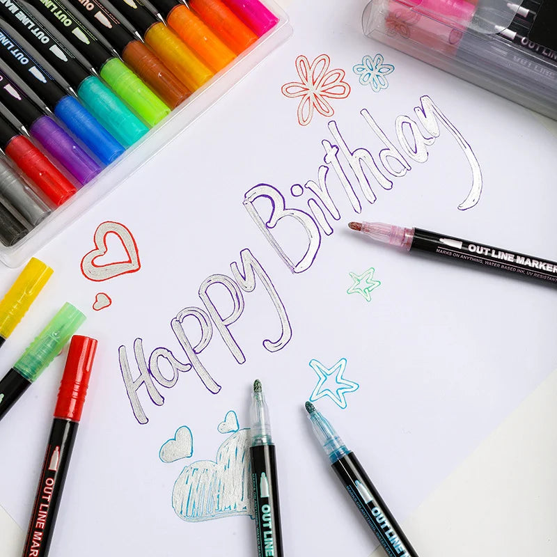 Shimmer Markers – Double-Line Effect on Paper | Toki Toy Box