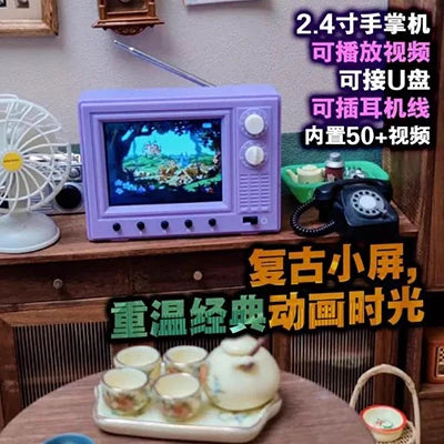 Mini Retro TV Toy – Playable Video Dollhouse Display – Packaging | Toki Toy Box