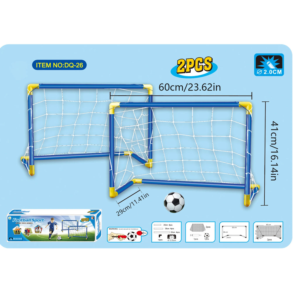 Portable Kids Soccer Goal Set with Ball – 2 Pack