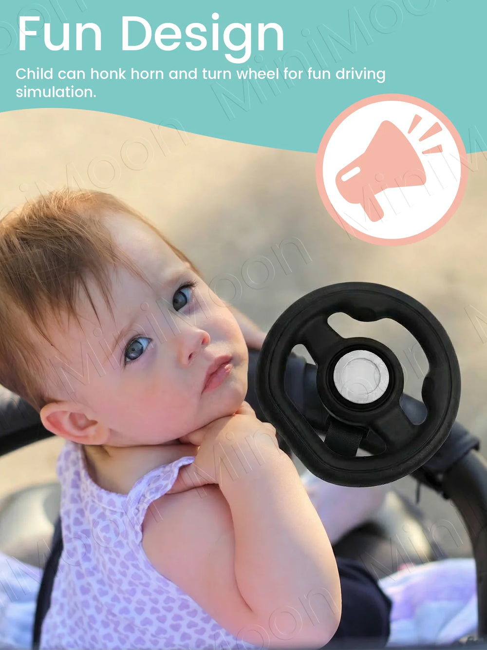 Pretend Steering Wheel Attachment for Strollers & Carts