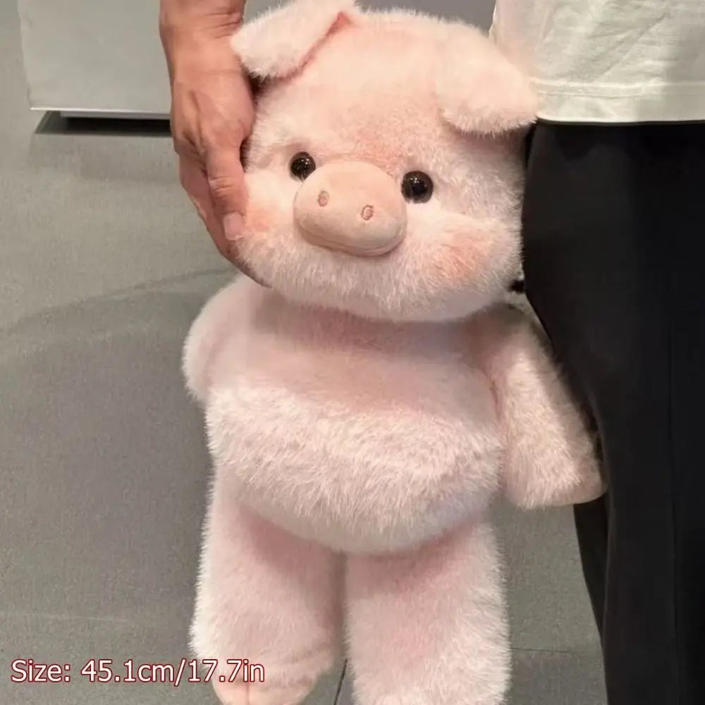 Soft pink pig plush pillow, 45cm, front view for hugging