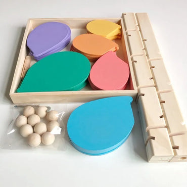 "Montessori Wooden Petal Tree Building Blocks & Rainbow Ball Run Track
